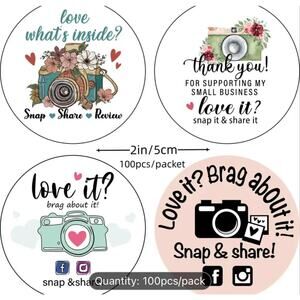 100pcs Camera Stickers, 4
Different Patterns, Small Business, Packaging Stickers